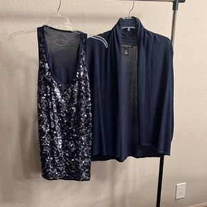 INC 2 piece sequin tank and jacket